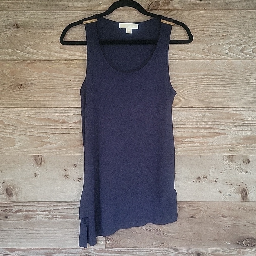 Michael Kors Medium Navy Blue Tiered Asymetrical Tank